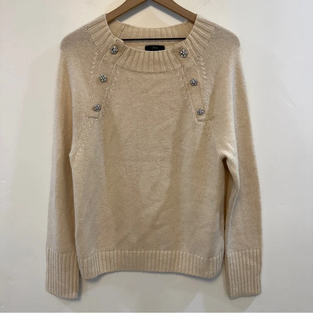 J. CREW | Ivory Sweater w/ Jeweled Buttons